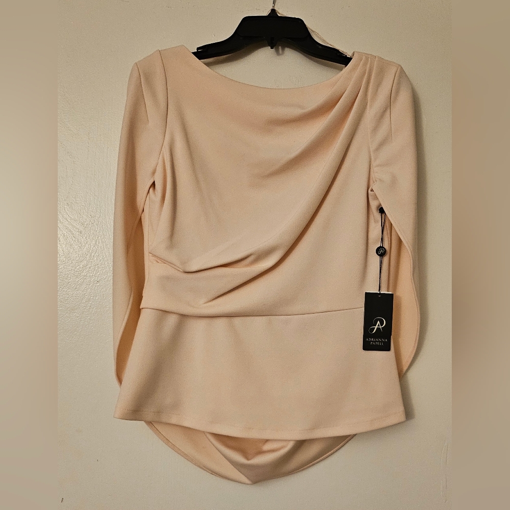Adrianna Papell Crepe Cape Sleeve Top